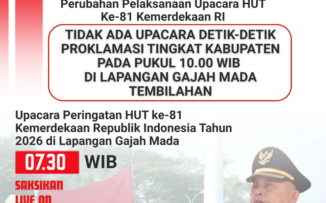 Upacara HUT ke-81 RI di Inhil Digelar Pagi, Tidak Ada Upacara Detik-Detik Proklamasi Pukul 10.00 WIB